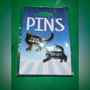Kalan Black Cat “Stay At Home Club/Cat Lady” Hat‎ Purse Bag Jacket Pinbacks New